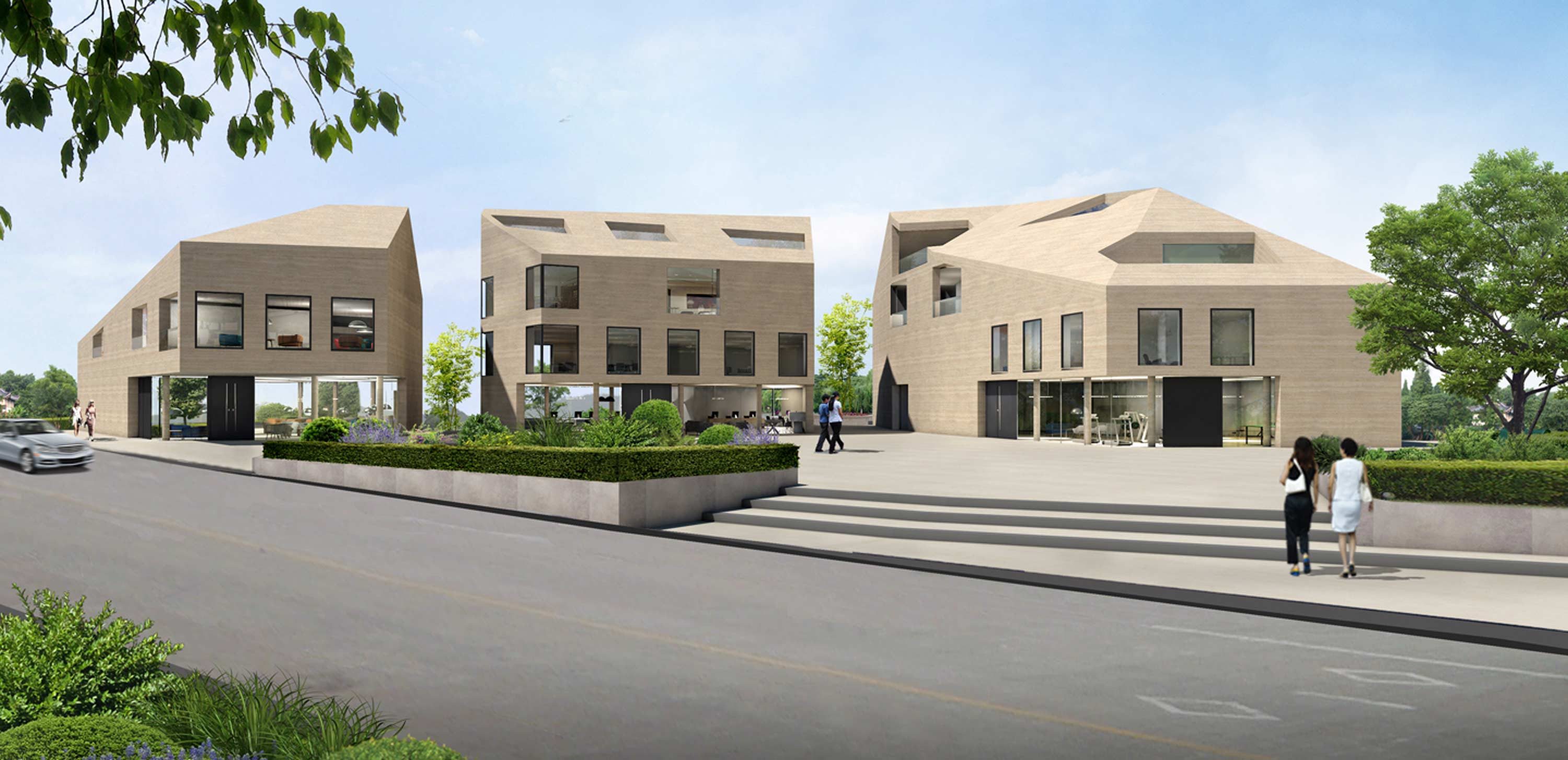 Perspektive auf das neue Wohn- und Gewerbequartier 