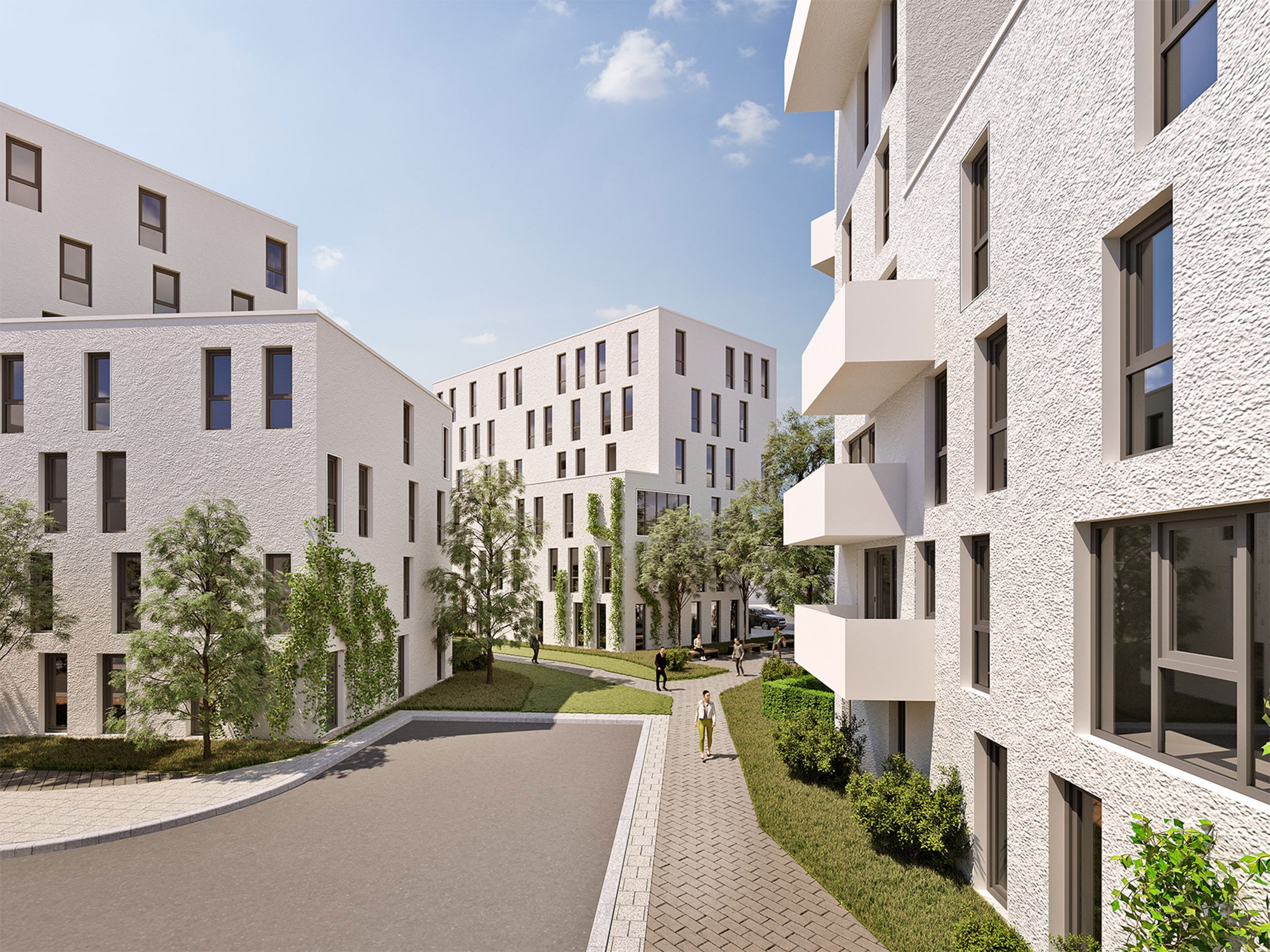 Perspektive aus der Distelstraße Nürnberg mit Blick auf das neue Wohnquartier 