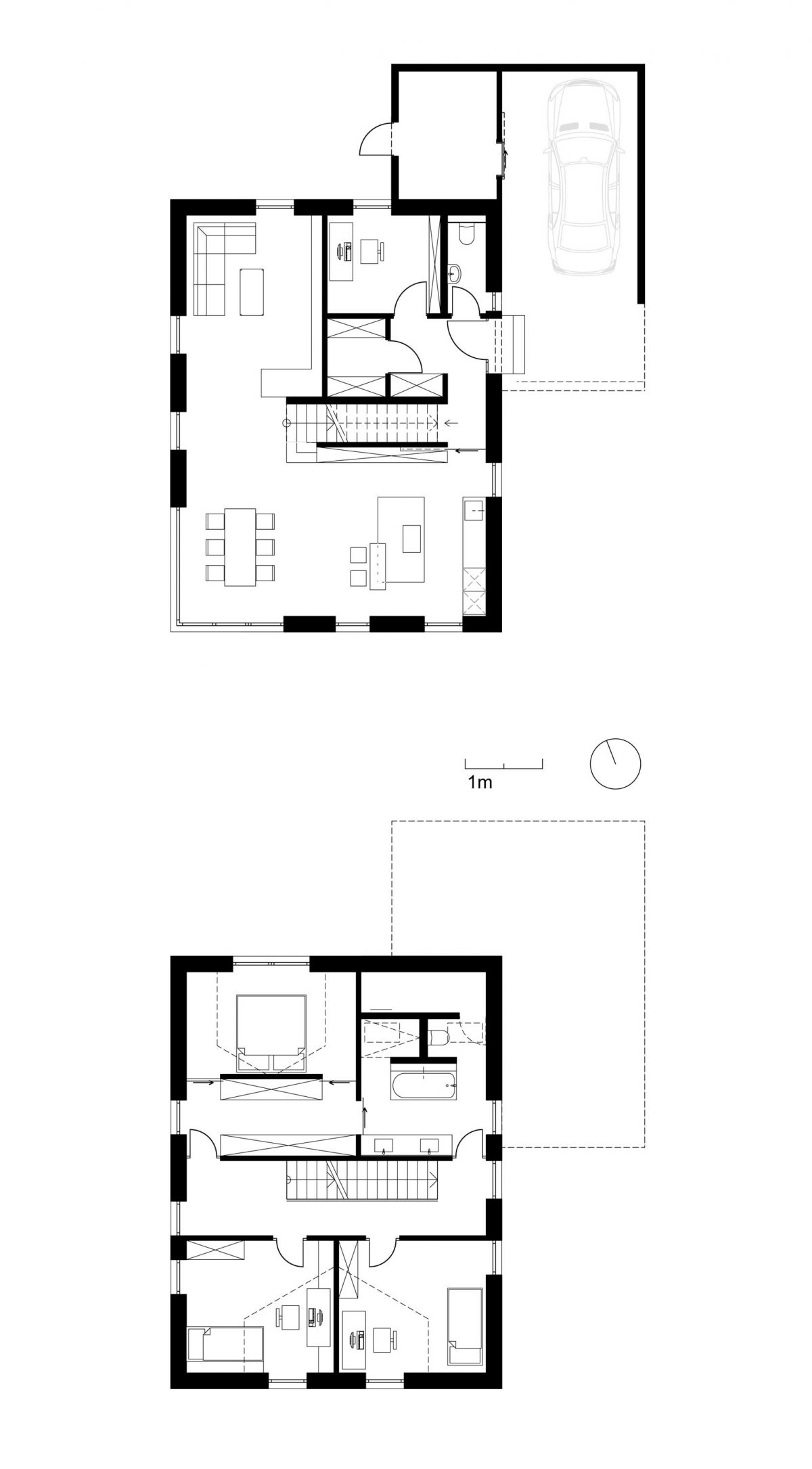 Der Grundriss des Erd- und Obergeschosses des Einfamilienhauses 