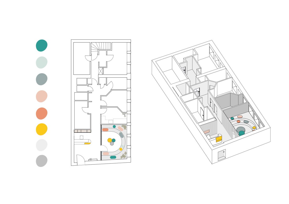 Der Grundriss von der Praxis für Kinderchirurgie. Entworfen von der Bermüller+Niemeyer Architekturwerkstatt aus Nürnberg.